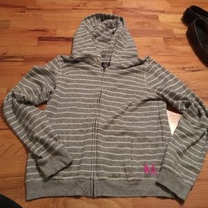 Grey and White Striped AE Hoodie