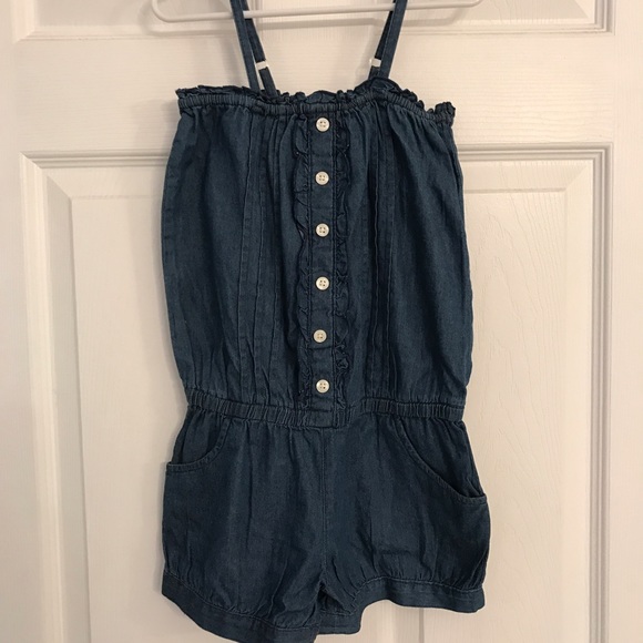 Children's Place Girls Denim Romper Shorts Sz 6X/7