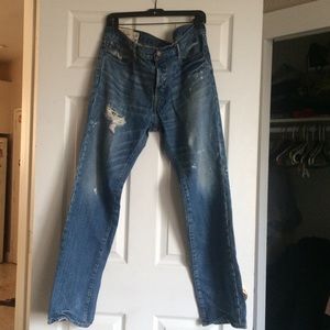 Abercrombie & Fitch destroyed medium wash denim