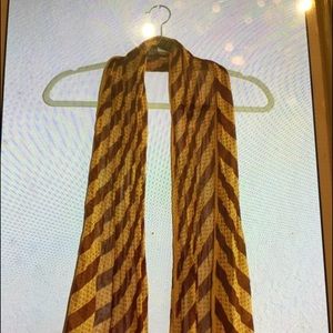 Authentic Fendi Foulard Silk Brown Mustard Scarf