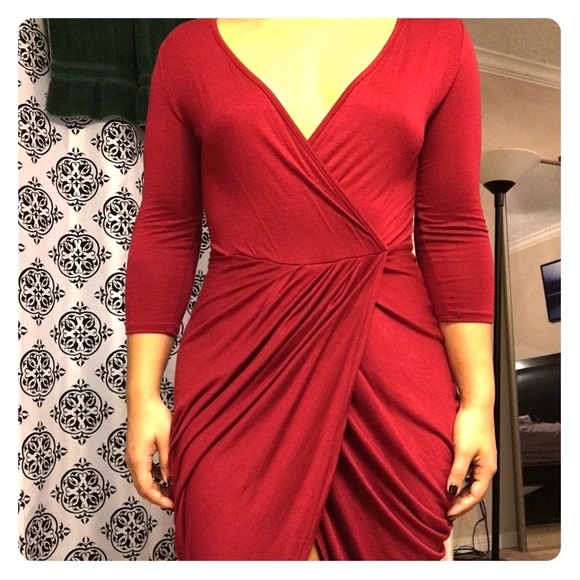 Maroon V Neck dress