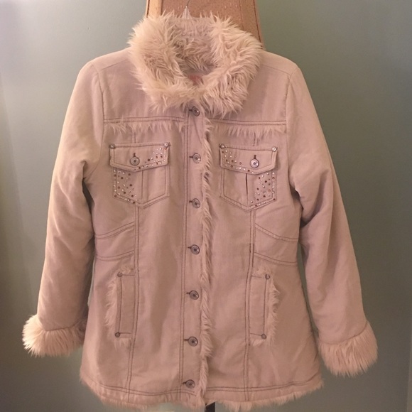 Limited Too Corduroy Fur-Trimmed Coat - 18