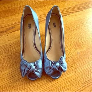 BP peep toe blue satin heels