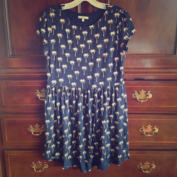 Zara Navy Palm Tree Dress