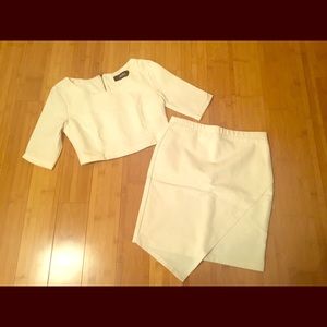 White crop top and skirt
