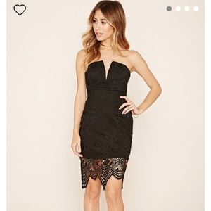 Black lace body con dress