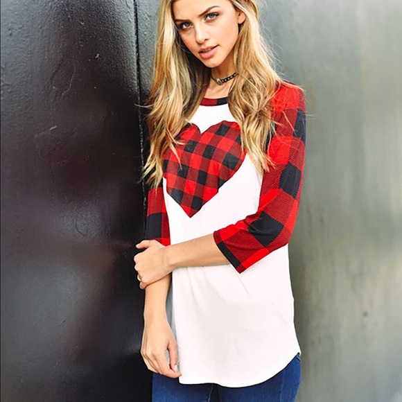 Tops - Valentine Day edition raglan plaid tee