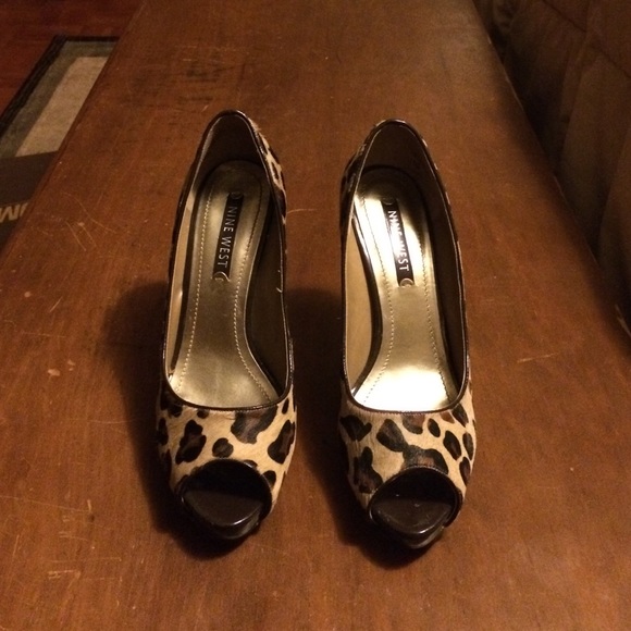 Brown Nine West peep toes