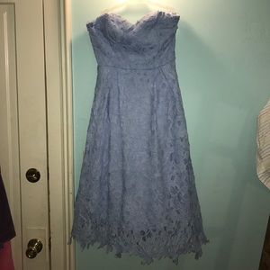 Strapless lace midi dress