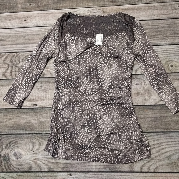 Nwt women's small grey lace print top