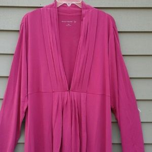 Susan Graver rose color pleated knit cardigan