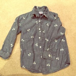 Gymboreee button down with 🚴 print