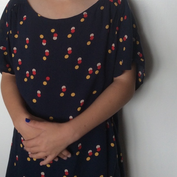 Navy blue abstract dot blouse/Top
