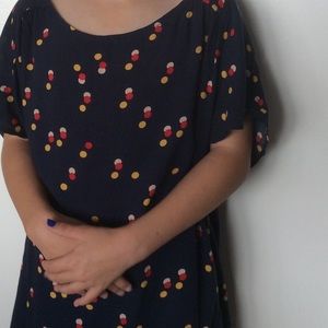 Navy blue abstract dot blouse/Top