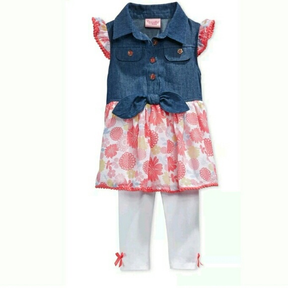 Baby Girl's Denim Tunic & Leggings Set - Picture 1 of 3