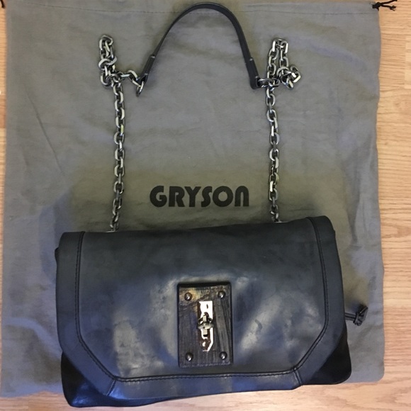 Gryson Dark Grey/Black chain shoulder bag