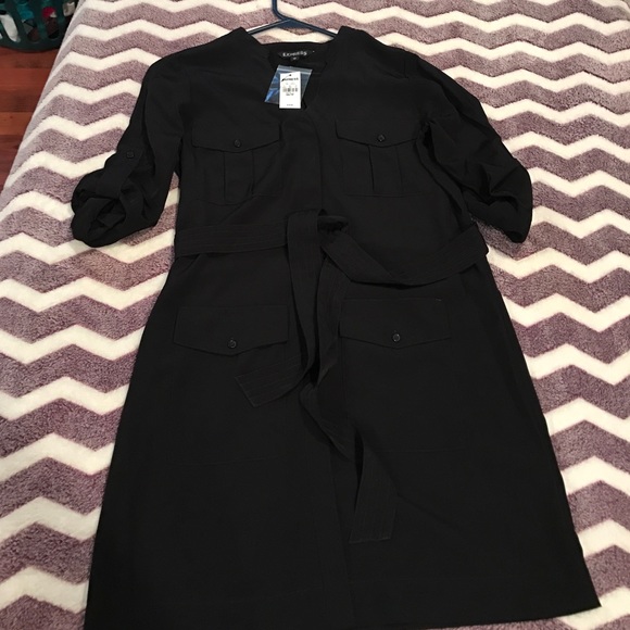XS Black Silk Shirt Dress
