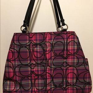 Coach Gabby Tartan Pink Multicolor Tote F15480 NWT