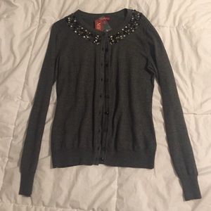 gray beaded cardigan