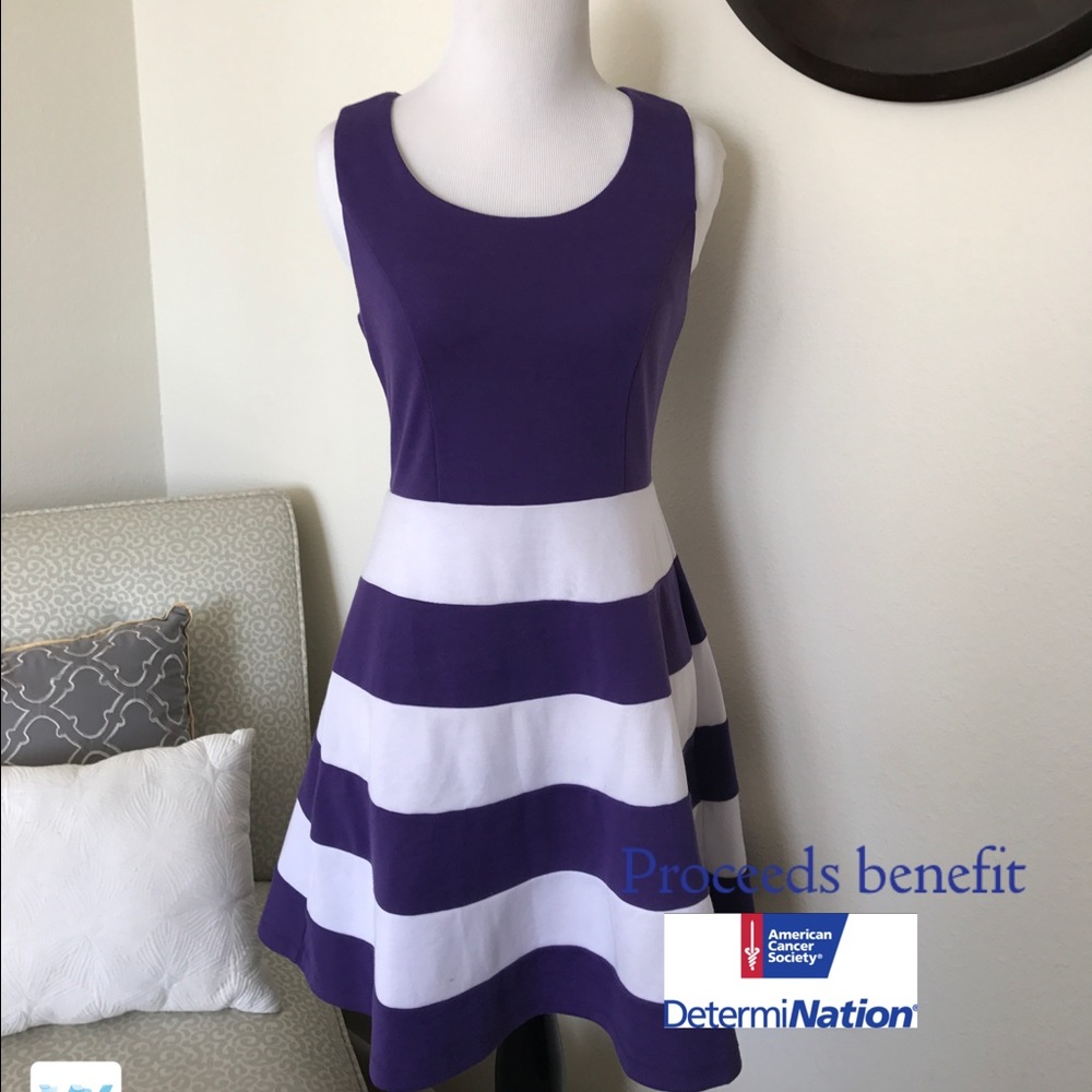 Purple & White Charming Charlie Knee Length Dress