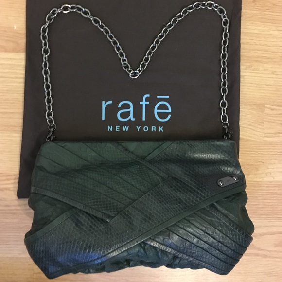 Rafe New York Chain Clutch Purse in Forest Green