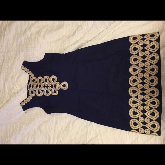 Lilly Pulitzer Blue and Gold Shift Dress