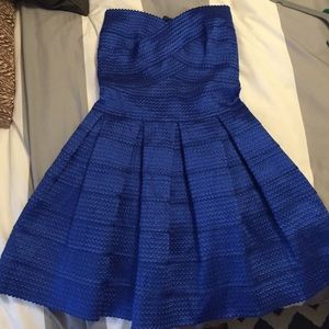 Strapless cobalt bandage dress