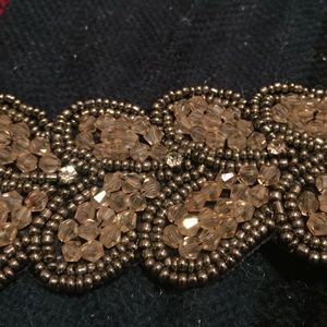 Anthropologie Beaded Elastic Belt with Snaps