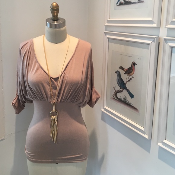 Draped silk knit top
