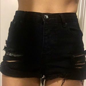 One Teaspoon Hawks high waisted distressed shorts