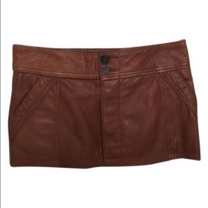 Short brown leather skirt