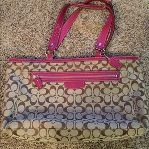 Authentic  Pink and Tan Coach Purse