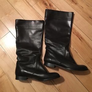 J Crew black leather tall boots