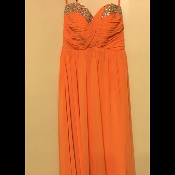 Strapless full length prom dress