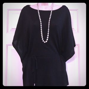 Black sparkly dolman sweater with Cinched waist