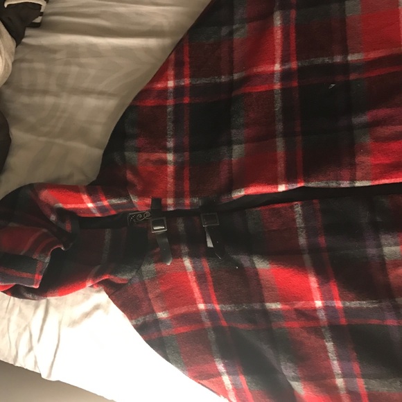flannel material poncho with a silk lining