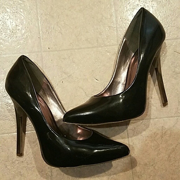 Liliana patent leather black silver stilettos - Picture 1 of 4