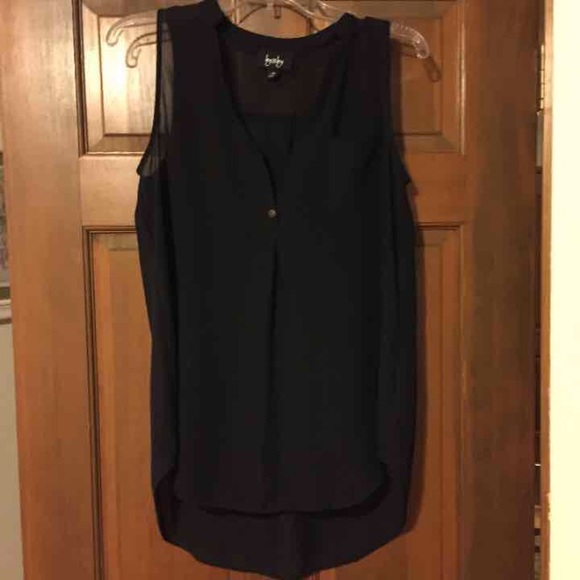 Sleeveless, Sheer, Black Blouse
