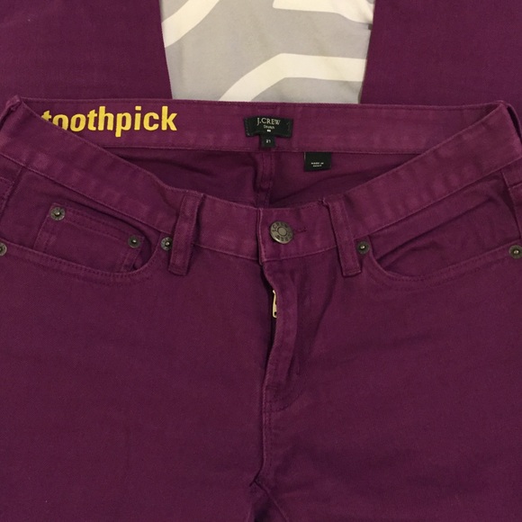 J. Crew Toothpick Jeans in Eggplant