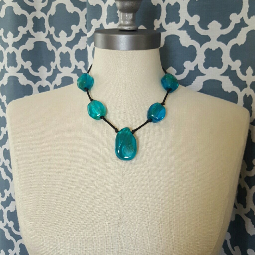 18" Green large beaded necklace