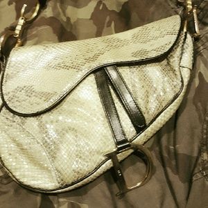 Authentic Limited Dior Snake Skin Saddle Purse