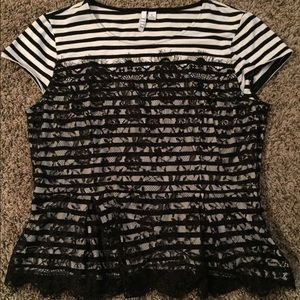 Black and white lace shirt