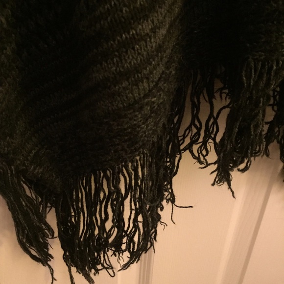Ecote Charcoal Knit Fringe Poncho - Picture 3 of 3