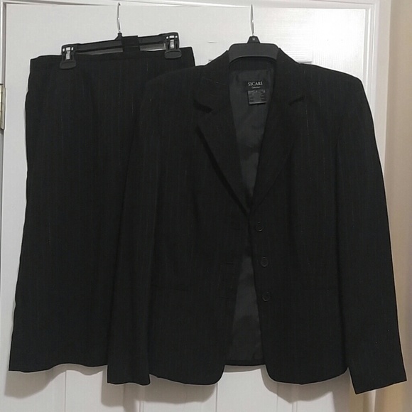 Two piece black skirt and jacket