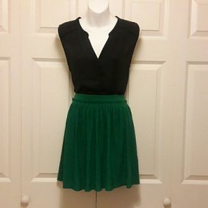 Pleated Green Skirt