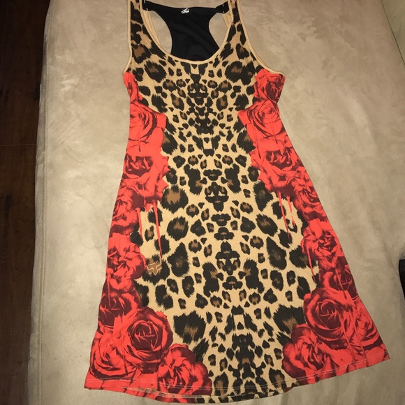 Medium FOX brand leopard and roses dress