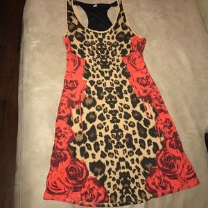 Medium FOX brand leopard and roses dress
