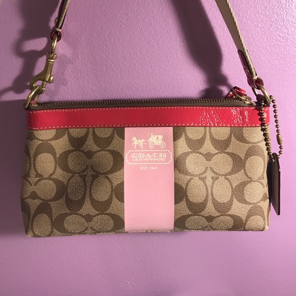 Coach signature Khaki/pink purse - slightly used