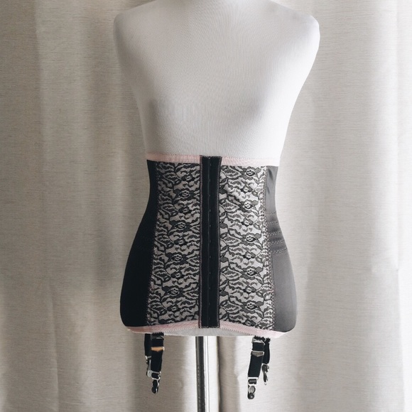 Rago Intimates & Sleepwear Pink Black Lace Waist Cincher Garter Skirt Poshmark