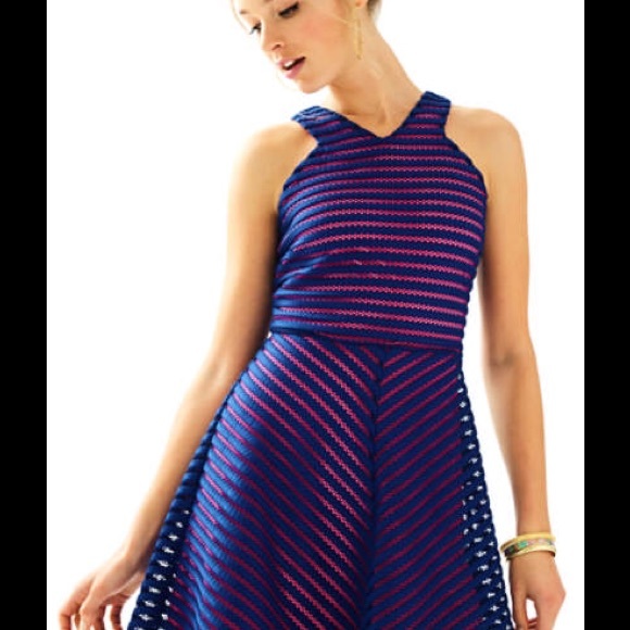 Lilly Pulitzer Megan Fit & Flare Navy Pink Dress